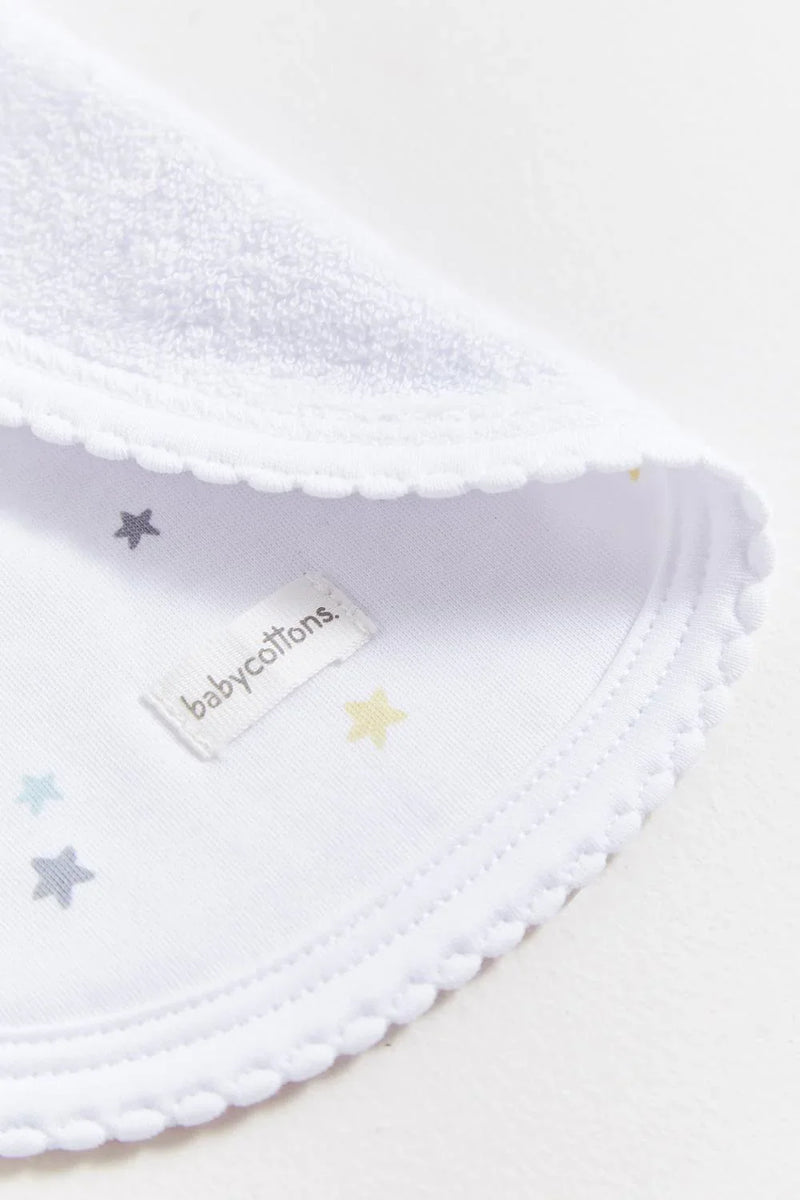 Babycottons Little Stars Small Bib - White/Grey