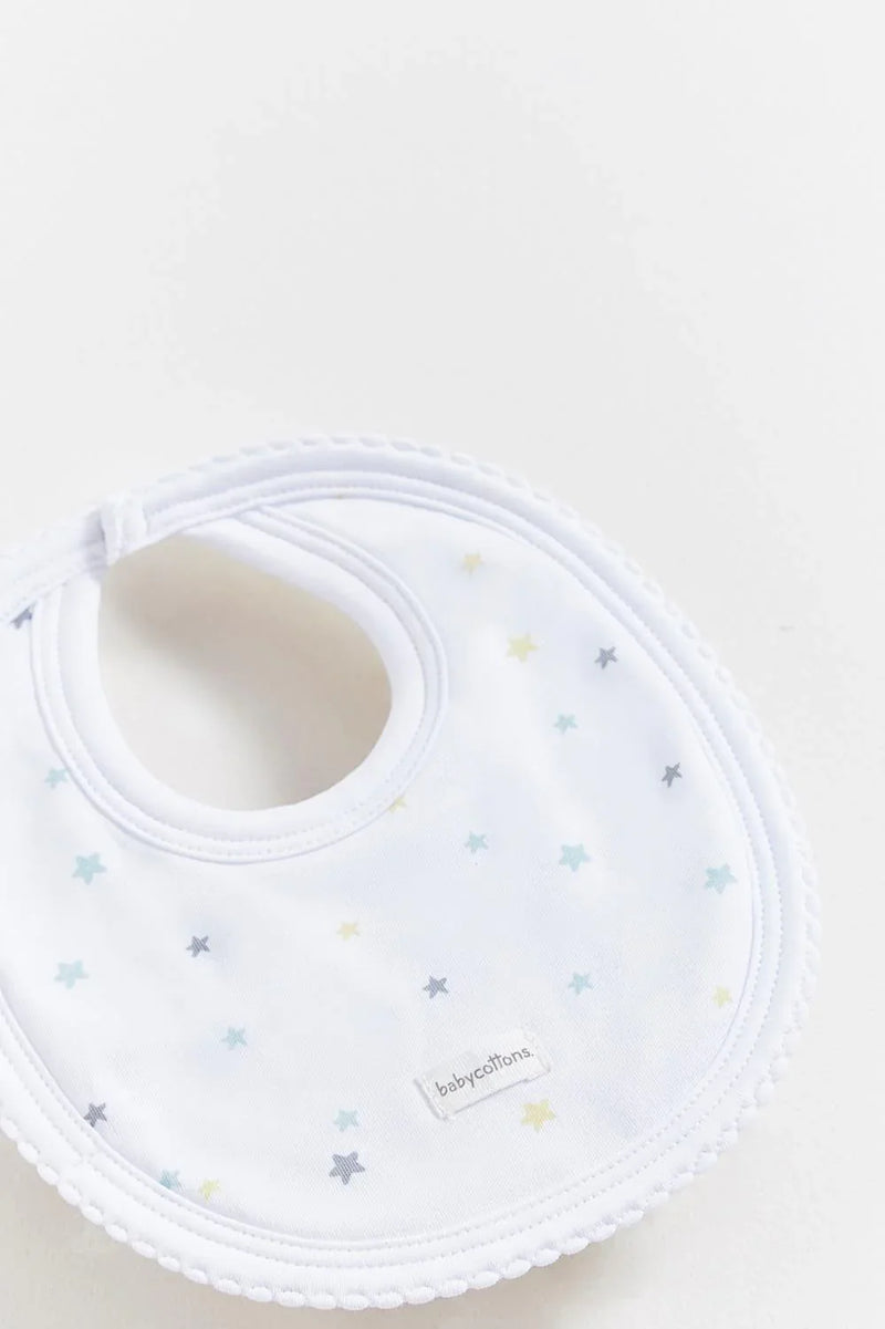 Babycottons Little Stars Small Bib - White/Grey