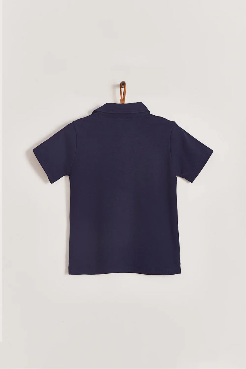 Babycottons Pima Colors Short Sleeve Polo Shirt - Navy Blue