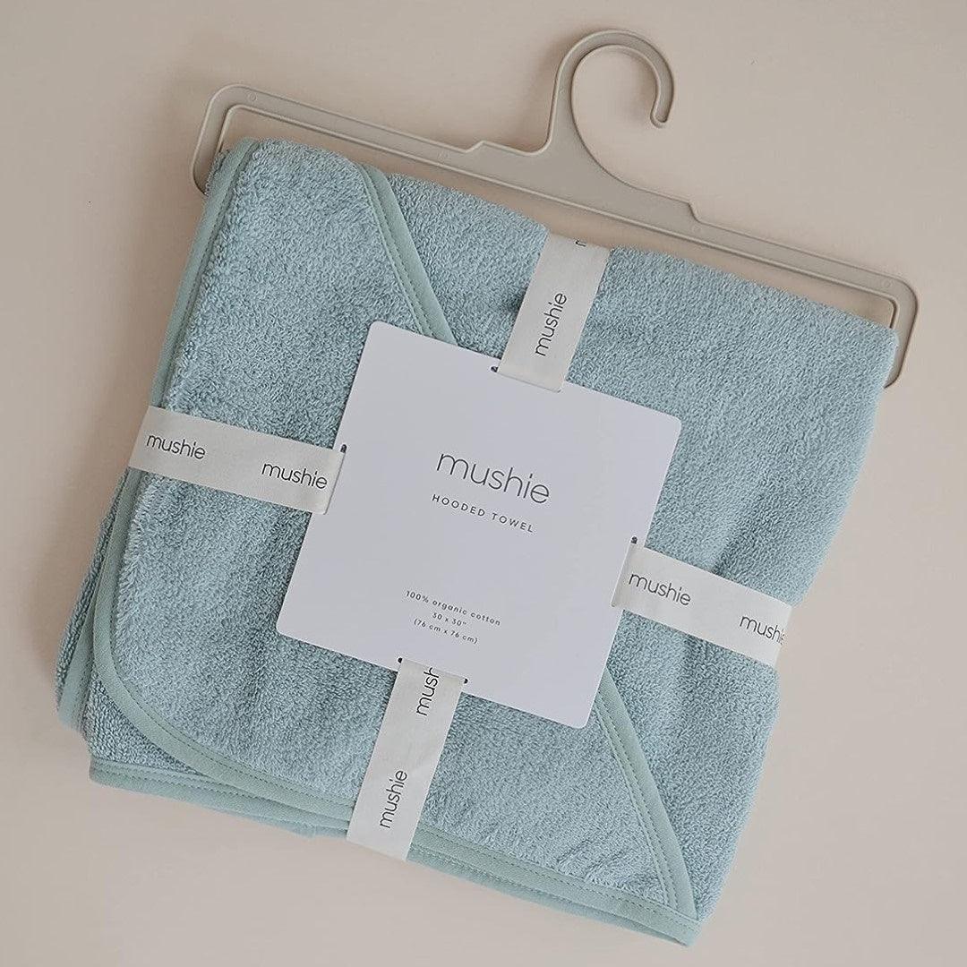 Toalha Infantil Com Capuz de Algodão Orgânico Mushie Sea Mist - Mushie Babytunes